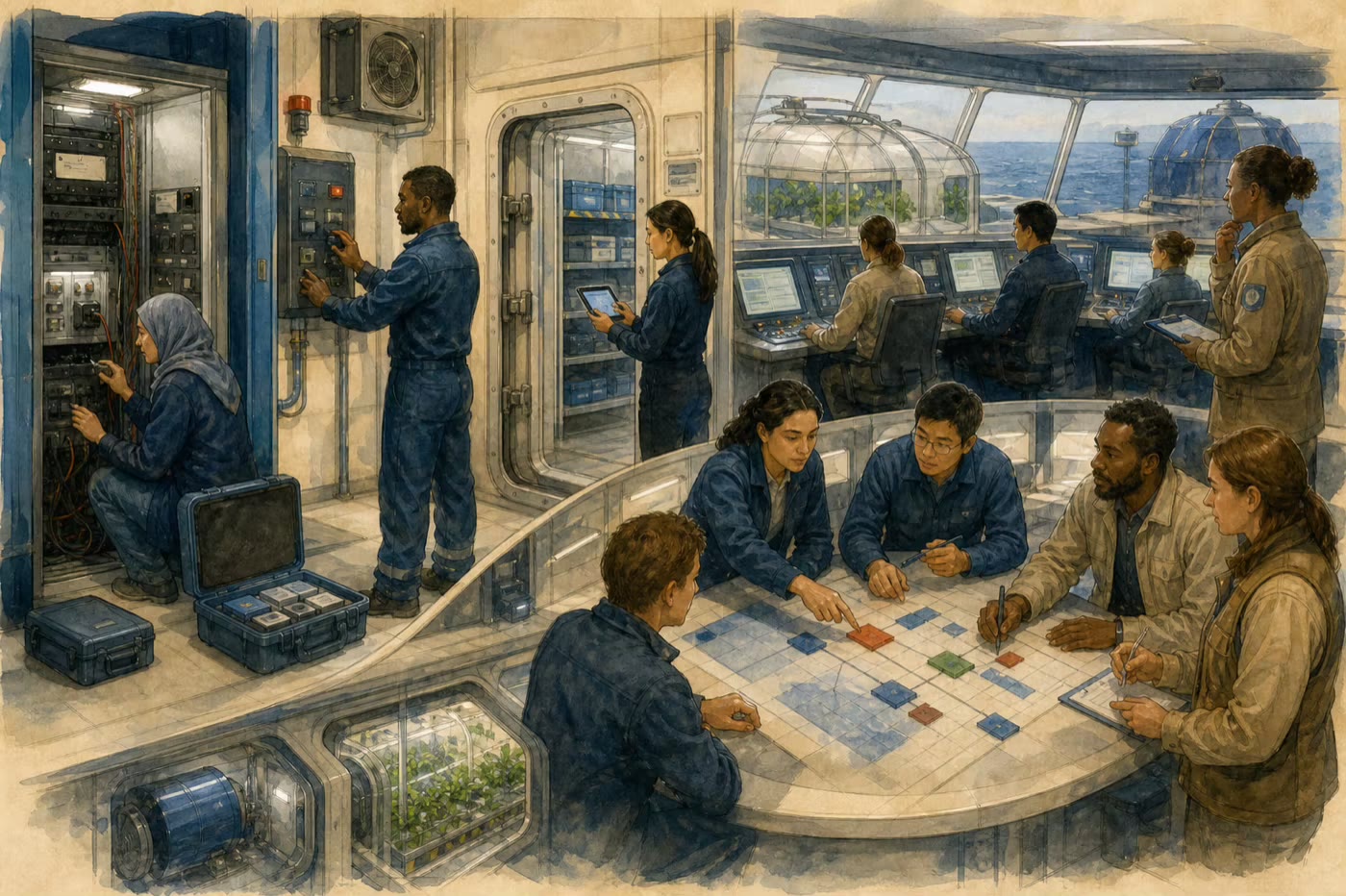 Operators isolate control cabinets, use manual panels and recovery media, and coordinate a defensive cyber-physical incident exercise.